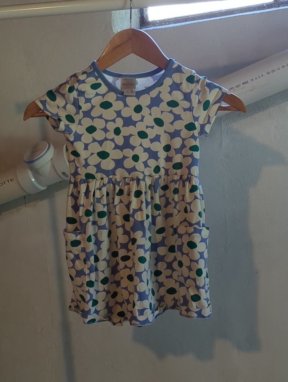 Hanna Andersson White Dress with Blue & Green Floral Print